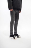 Pantalon en jean gris délavé coupe skinny de haute qualité pour homme, style streetwear, personnalisable OEM/ODM, collection Y2K 2026
