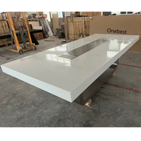 Chaises se pliantes mobiles de table de conférence de bureau de pierre extérieure solide blanche avec la base d'acier inoxydable