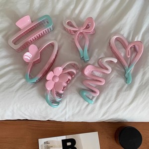 Moda lindo rosa azul Corazón horquilla niña diseño de lazo de gran tamaño Clip de tiburón accesorios para el cabello con estilo geométrico - Product Image 3