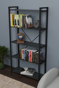 <b>Book</b> Shelf Bookcase 5 Tier Bookcase Simple Design Display Stand Floor Standing <b>Library</b> Bookshelf Storage Rack Modern Shelf - Product Image 6