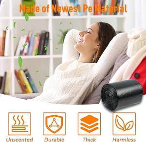 Bolsas de Basura Multiusos Huamaohengchun de 8 Galones, Resistentes a Desgarros, Bolsas de Basura Negras Inodoras y Resistentes (Paquete de 100, 50x60cm) - Product Image 3