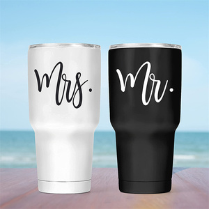 Ensemble de gobelets Laserable pour mariée Coffret cadeau Mr Mrs Couple Bouteille d'eau en acier inoxydable Gobelet isolé pour mariée de mariage - Product Image 4