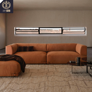 Sofá Tapizado de Tela Texturizada, Grueso, Profundo y Ancho, de Lujo, para Apartamento, Penthouse, Residencia, Salón Boutique, Estilo Urbano - Product Image 4