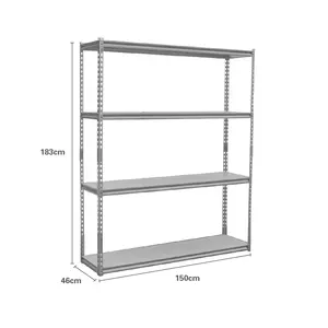 Pharmacy Equipment 4 Layer Grey Color Supermarket Display Shelves Metal Shelving Storage