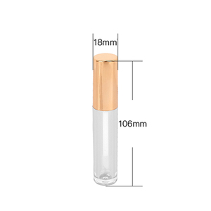 Tube de gloss rond transparent pour lèvres, logo personnalisé, tube cosmétique vide, teinte avec <span class=keywords><strong>baguette</strong></span> dorée, 4ml, pièces - Product Image 6