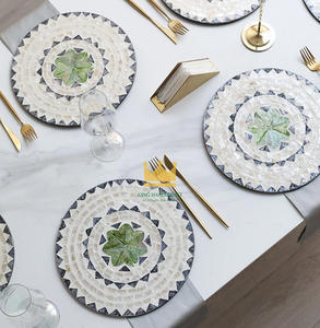 Sets de table coquille personnalisés faits à la main Sets de table vadrouille Sets de table de luxe Décoration de table Table à manger Incrustation de mosaïque Prix bon marché - Product Image 5