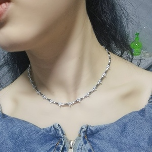 2025 새로운 골드 도금 패션 여성 보석 대나무 모양의 매력 라운드 눈물 드롭 CZ 체인 초커 목걸이 - Product Image 6