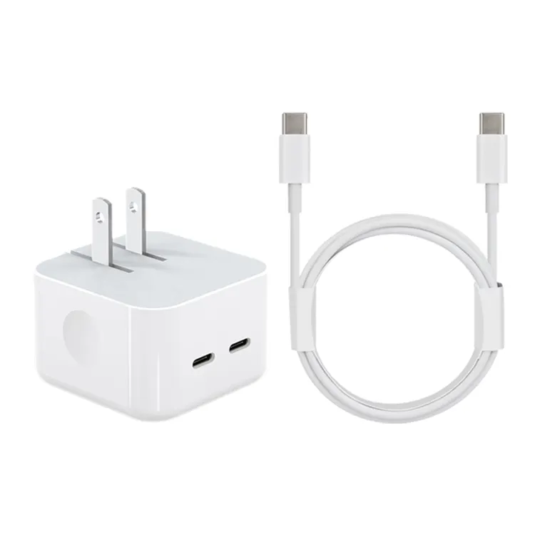 For iPhone Fast Charger 40W Dual USB-C Quick Wall Charger 10FT PD USB-C Cable Double Port Foldable Charging Block