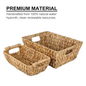 Cestas de Almacenamiento Rectangulares de Jacinto de Agua Tejidas a Mano, Ecológicas y Vintage para la Organización del Hogar y el Armario - Product Image 5
