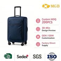 Valise à roulettes souple en tissu Oxford grande capacité OEM/ODM 20 24 28 pouces avec fermeture éclair sécurisée et roues universelles