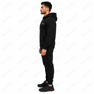 <b>Men's</b> Full Zip Hoodie <b>Black</b> Cotton Fleece Regular Fit Casual Hooded <b>Sweatshirt</b> with Front Pocket and Logo Print Zipper Hoodies - Product Image 3