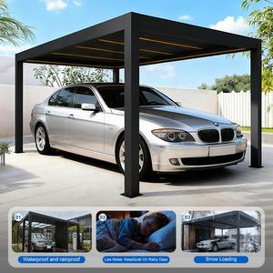 Pergola de luxe SUNTO en aluminium sur mesure, imperméable, ignifuge, pliable, pour jardin, abri de voiture, garage, 3x3-6x6m, moderne - Product Image 6