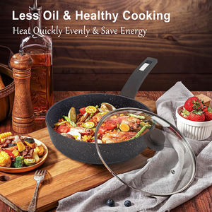 Ustensiles de cuisine Poêle à frire profonde en aluminium antiadhésif avec poêles et <span class=keywords><strong>casseroles</strong></span> en métal au fini marbre avec poignée <span class=keywords><strong>amovible</strong></span> Ensembles de poêles à frire - Product Image 3