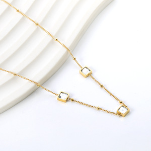 Cadena de Clavícula con Diamantes Cuadrados de Moda, Acero Inoxidable 18k, Joyería para Mujer, Diseño Geométrico, Regalo Informal - Product Image 2
