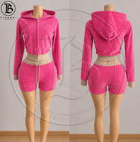 Ensemble velours Body Dupe Y2K, vêtements personnalisés avec logo brodé, veste et pantalon de jogging, ensembles 2 pièces, survêtement rayé pour femmes grandes tailles