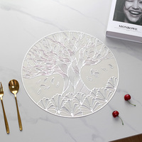 Sets de table ronds classiques en vinyle pressé PVC Womei, métalliques, écologiques, décoratifs pour la table à manger