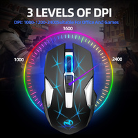 Souris de jeu RGB rechargeable HXSJ T300 2.4G 600mAh pour ordinateurs, rétroéclairée, 7 boutons, optique, filaire et sans fil, prix attractif