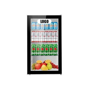 Commercial Display 98L Glass Door Portable Single Door Mini Fridge Freezer For Drinks