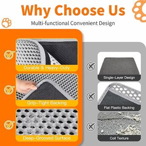 Tapis pour litière pour chats, double couche, nid d'abeilles, tapis de récupération de litière pour chats, imperméable, anti-<span class=keywords><strong>urine</strong></span>, antidérapant, facile à nettoyer - Product Image 3