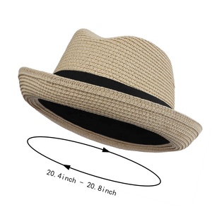 Chapeau Fedora Panama SOLPOP pour Fête avec Ruban, Chapeau <span class=keywords><strong>d</strong></span>'Été à Bord Court pour Tout-Petits, Casquette de Plage, Chapeau Western Trilby Derby Jazz - Product Image 6
