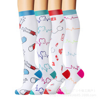 Chaussettes de compression pour la course en extérieur, multicolores, hauteur genou, pour hommes et femmes, en stock chez les fabricants