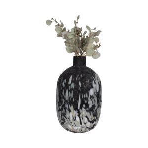 Vaso in vetro maculato rotondo decorativo per fiori, per tavolo, decorazione per la casa, accento moderno - Product Image 2