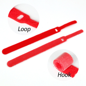 10x110mm Back-to-Back tự dính đôi Nylon móc vòng lặp quan hệ cáp tổ chức lưu trữ cho văn phòng nhà lớp học Fastener Đỏ - Product Image 5