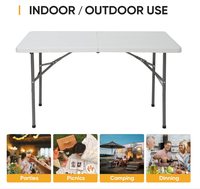 Table pliable en plastique HDPE 120cm au design moderne pour fête en plein air