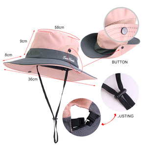 Chapeau de soleil d'été pour femmes chapeau de Protection UV extérieur à large bord chapeau de seau de queue de cheval pliable pour la pêche à la plage <span class=keywords><strong>randonnée</strong></span> - Product Image 2