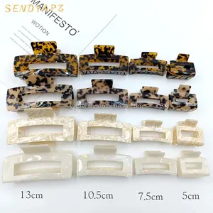 Classic Acetate Tortoise Shell Square Hair Claw Clips Multi Size 13cm Extra Large Medium Acetate Hair Claws For Women Clip Hairs