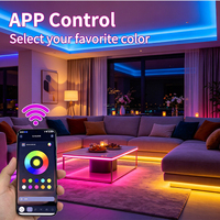 5V 5050 12 LED/m RGB Multicolor Ambient LED Strip  Bertenaga USB, Kit Dikendalikan Aplikasi Bluetooth