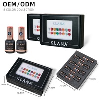 KLANA Kit de vernis gel œil de chat aux couleurs riches, gel magnétique pour nail art, pour salon et DIY, vernis gel UV LED à retirer par trempage, 8 couleurs au total