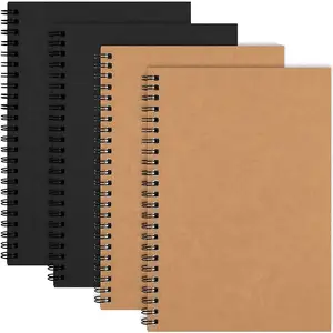 Cuaderno personalizado de papel Kraft A5, cuaderno con espiral, forrada cubierta suave, para oficina y escuela