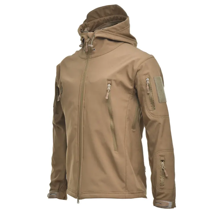 Fleece Lined Hooded Water Resistant Winter Hiking Windbreaker Jackets Men's Outdoor Waterproof Soft Shell Hooded Tactical Jacket