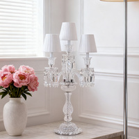 Lampe de table en cristal de luxe avec abat-jour blanc pour salon, hôtel, décoration, éclairage