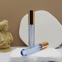 Yuecai - Tubo de Brillo Labial Transparente de 5 ml, Envase Vacío para Aceite Labial con Tapa Dorada Rosa, Botella para Lápiz Labial Líquido, Venta al por Mayor