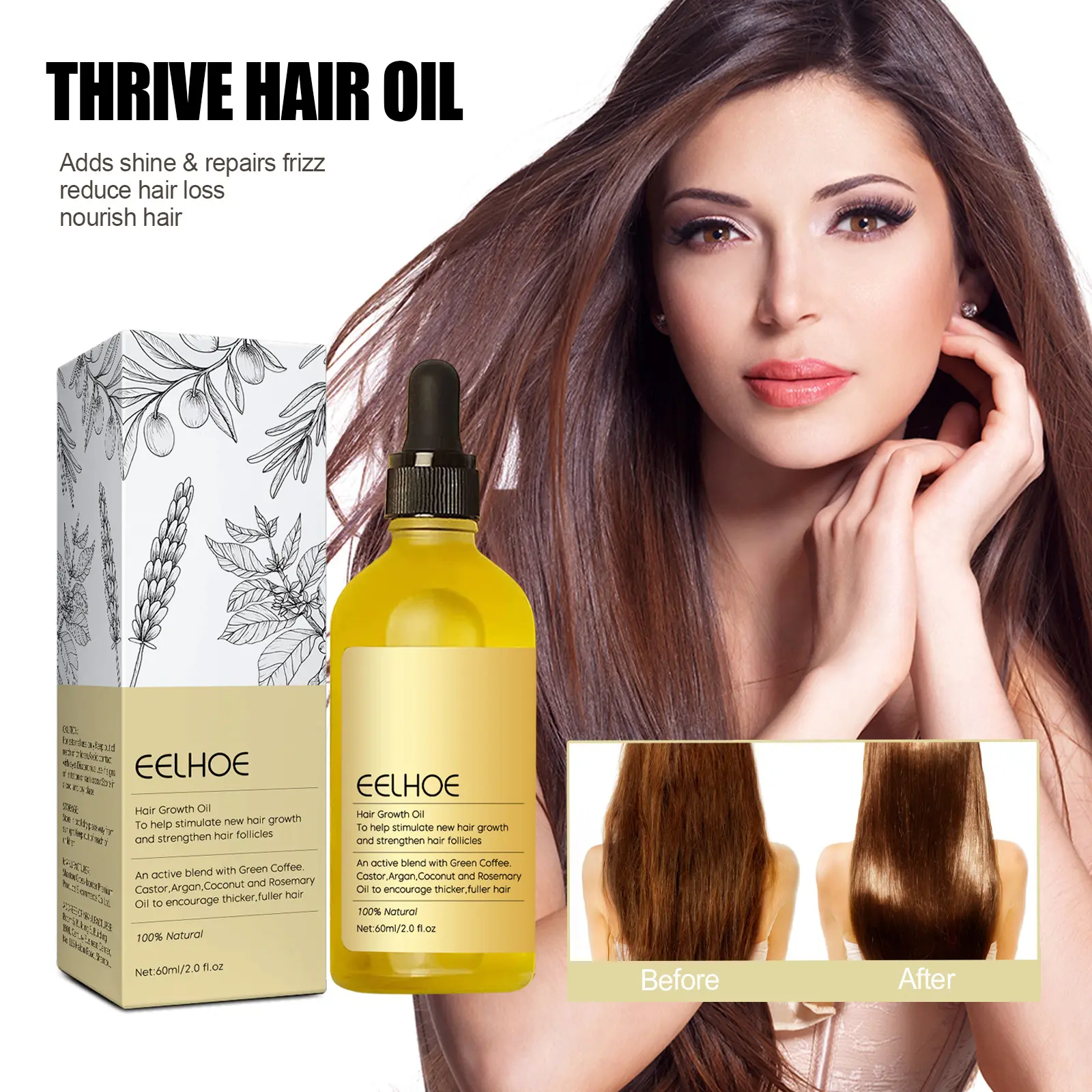 Rosemary Scalp And Hair Strengthening Essential Oil Nourishes Split Dry Hair Prevent Loss Serum Suitable for All Hair Types