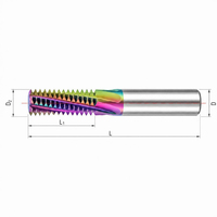 Fraise à fileter pleine profondeur en carbure monobloc, revêtement arc-en-ciel, pour usinage CNC de fils en acier inoxydable