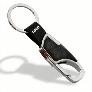 Custom Logo Metal Key Chains Waist Hanging Keychains Key Holder Men Best Gift Keyring Real Pebbled Leather Keychain - Product Image 1