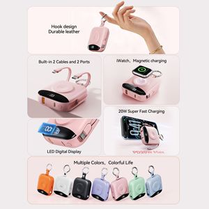 พาวเวอร์แบงค์พกพา 10000mAh ชาร์จไร้สายแบบ Dual Type-C พร้อมสายในตัว สีชมพู - Product Image 3