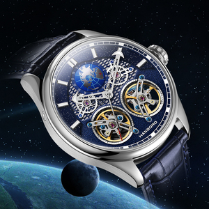 HANBORO Star serie orologio di moda uomo di lusso completamente automatico meccanico vuoto impermeabile notte quadrante 22mm banda di vetro - Product Image 4