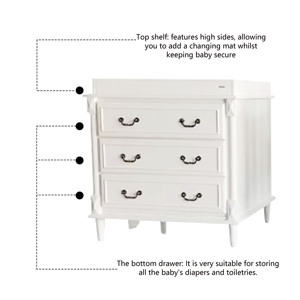Comò in Legno a 3 Cassetti e Set Culla Convertibile 3-in-1 dal Design Moderno Mid-Century per Neonati e Camere dei Bambini - Product Image 2