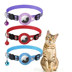 Nice Quality Adjustable Pet Collar Locator Accessory Detachable Cat Collar With Reflective Stripe For Apple Airtag