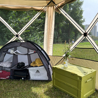 Bac de rangement pliable portable avec couvercle, boîte pliante en plastique pour extérieur, design moderne, accessoire multifonctionnel pour table de camping