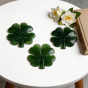 Quadrifoglio in <span class=keywords><strong>Avventurina</strong></span> <span class=keywords><strong>Verde</strong></span> Naturale Intagliato a Mano, Cristallo Curativo Portafortuna per Arredamento Casa - Product Image 3