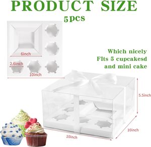 Boîte d'emballage personnalisée pour cupcakes, moules à muffins, macarons, biscuits, boîtes d'emballage transparentes pour gâteaux - Product Image 4