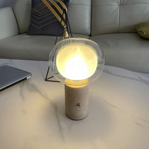 Các mặt hàng phổ biến <span class=keywords><strong>2025</strong></span> có thể sạc lại travertine cơ sở thiết kế kính Chụp đèn Bảng Đèn Bàn ánh sáng - Product Image 5