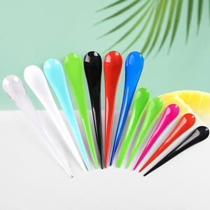 Cuchara Desechable para Postres, Helados, Batidos, en Forma de Gota de Agua, en Azul, Verde y Negro, de Plástico PS - Product Image 4