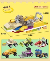 Xingle – Nouveaux ensembles de blocs de construction de voitures 6-en-1, assemblage créatif, modèle en plastique ABS 1:64, jouet éducatif précoce 12 pièces pour enfants de 5 à 7 ans