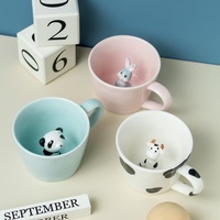 Nouveau design chien Pet Mug Lapin Renard Vache Tasse En Céramique Caché 3D Animal À L'intérieur Tasse Dessin Animé À La Main tasse avec animaux figure Cadeau